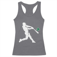 St Patricks Day Baseball Batter Silhouette Shamrock Racerback Tank Top