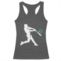 St Patricks Day Baseball Batter Silhouette Shamrock Racerback Tank Top
