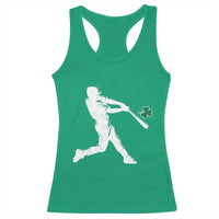 St Patricks Day Baseball Batter Silhouette Shamrock Racerback Tank Top