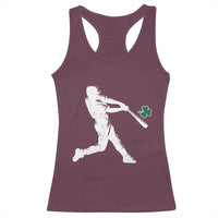 St Patricks Day Baseball Batter Silhouette Shamrock Racerback Tank Top