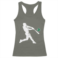 St Patricks Day Baseball Batter Silhouette Shamrock Racerback Tank Top