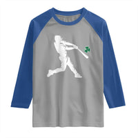 St Patricks Day Baseball Batter Silhouette Shamrock Raglan Shirt