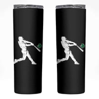 St Patricks Day Baseball Batter Silhouette Shamrock Skinny Tumbler