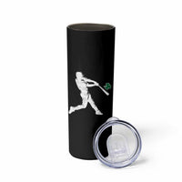 St Patricks Day Baseball Batter Silhouette Shamrock Skinny Tumbler
