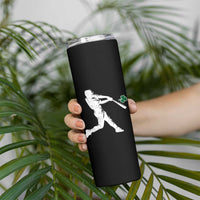 St Patricks Day Baseball Batter Silhouette Shamrock Skinny Tumbler
