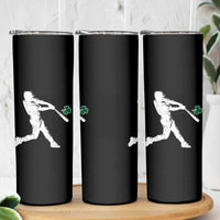 St Patricks Day Baseball Batter Silhouette Shamrock Skinny Tumbler