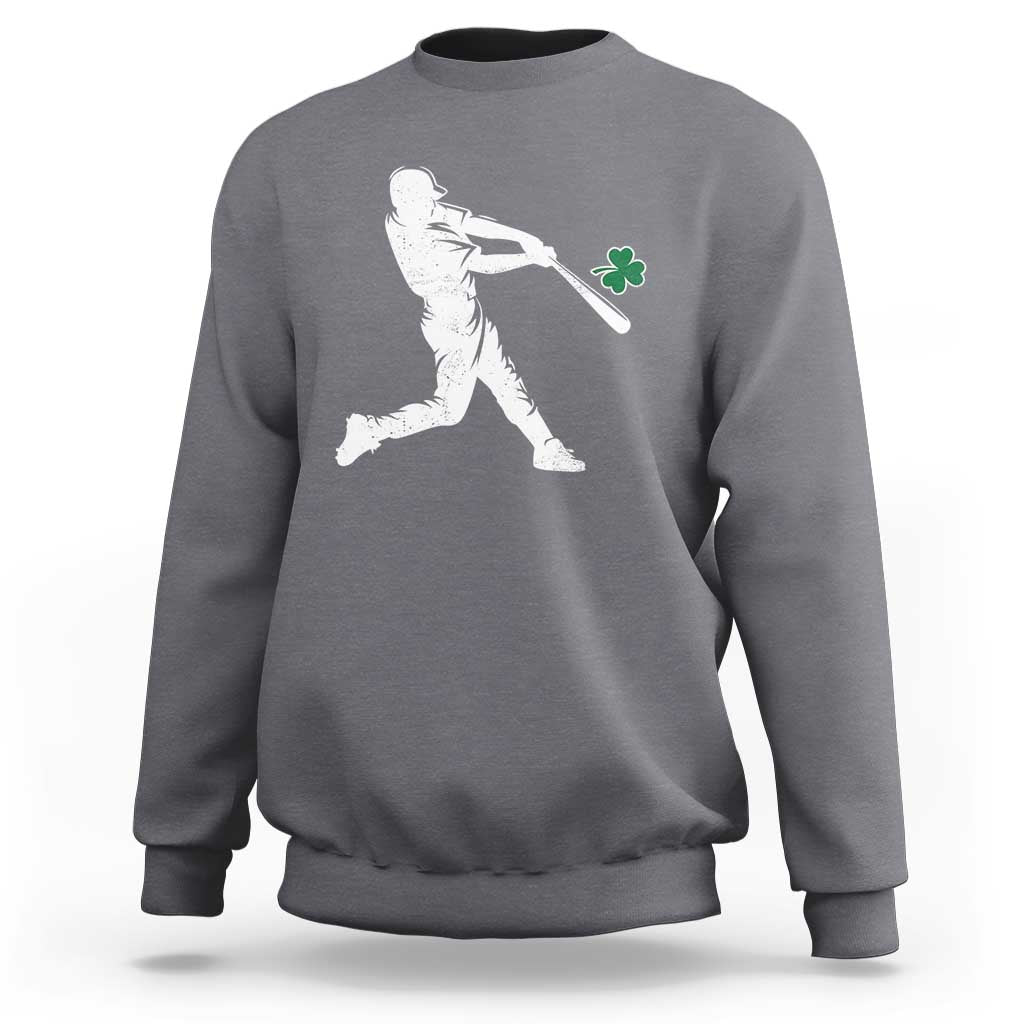 St Patricks Day Baseball Batter Silhouette Shamrock Sweatshirt