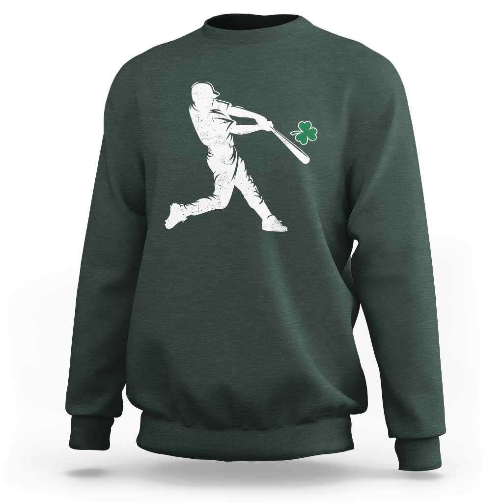 St Patricks Day Baseball Batter Silhouette Shamrock Sweatshirt