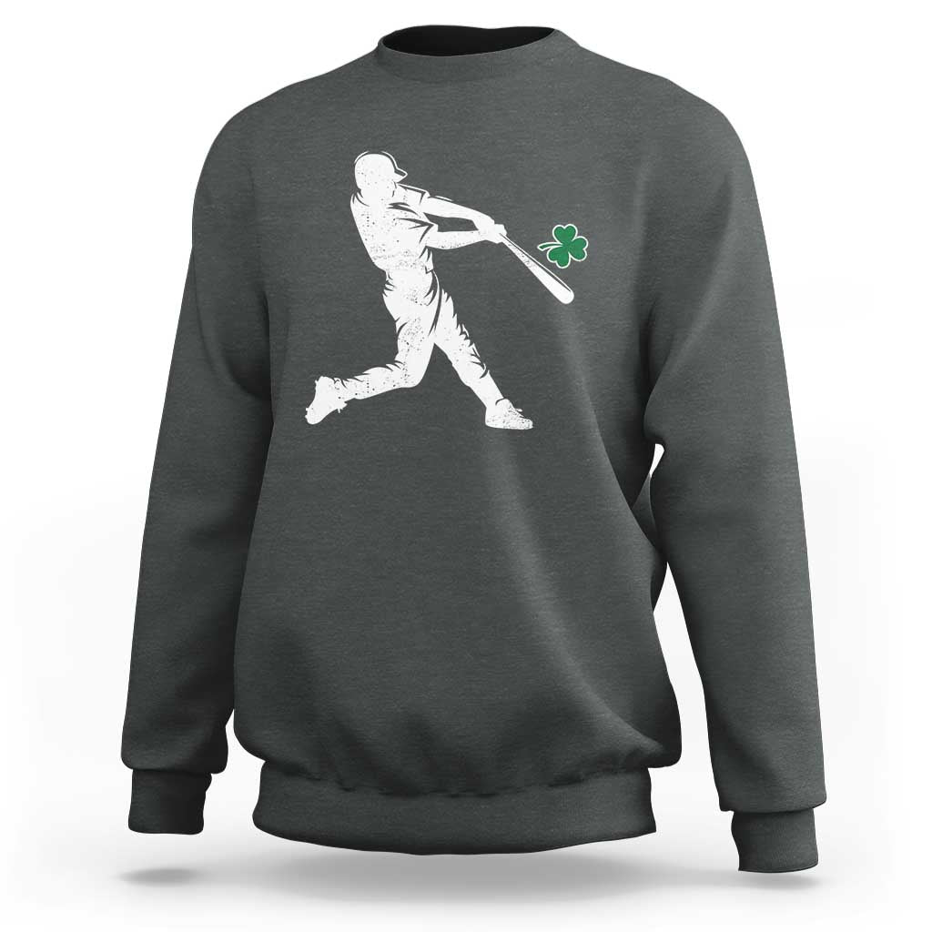 St Patricks Day Baseball Batter Silhouette Shamrock Sweatshirt