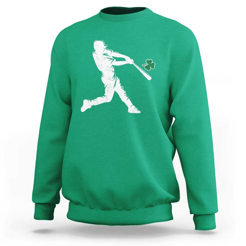 St Patricks Day Baseball Batter Silhouette Shamrock Sweatshirt