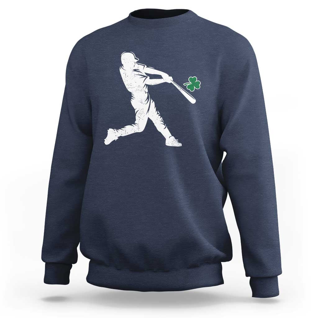 St Patricks Day Baseball Batter Silhouette Shamrock Sweatshirt