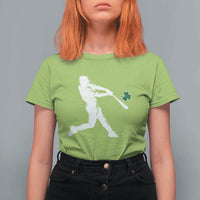 St Patricks Day Baseball Batter Silhouette Shamrock T Shirt For Women