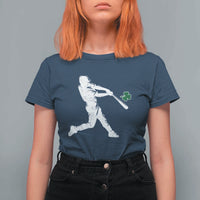 St Patricks Day Baseball Batter Silhouette Shamrock T Shirt For Women
