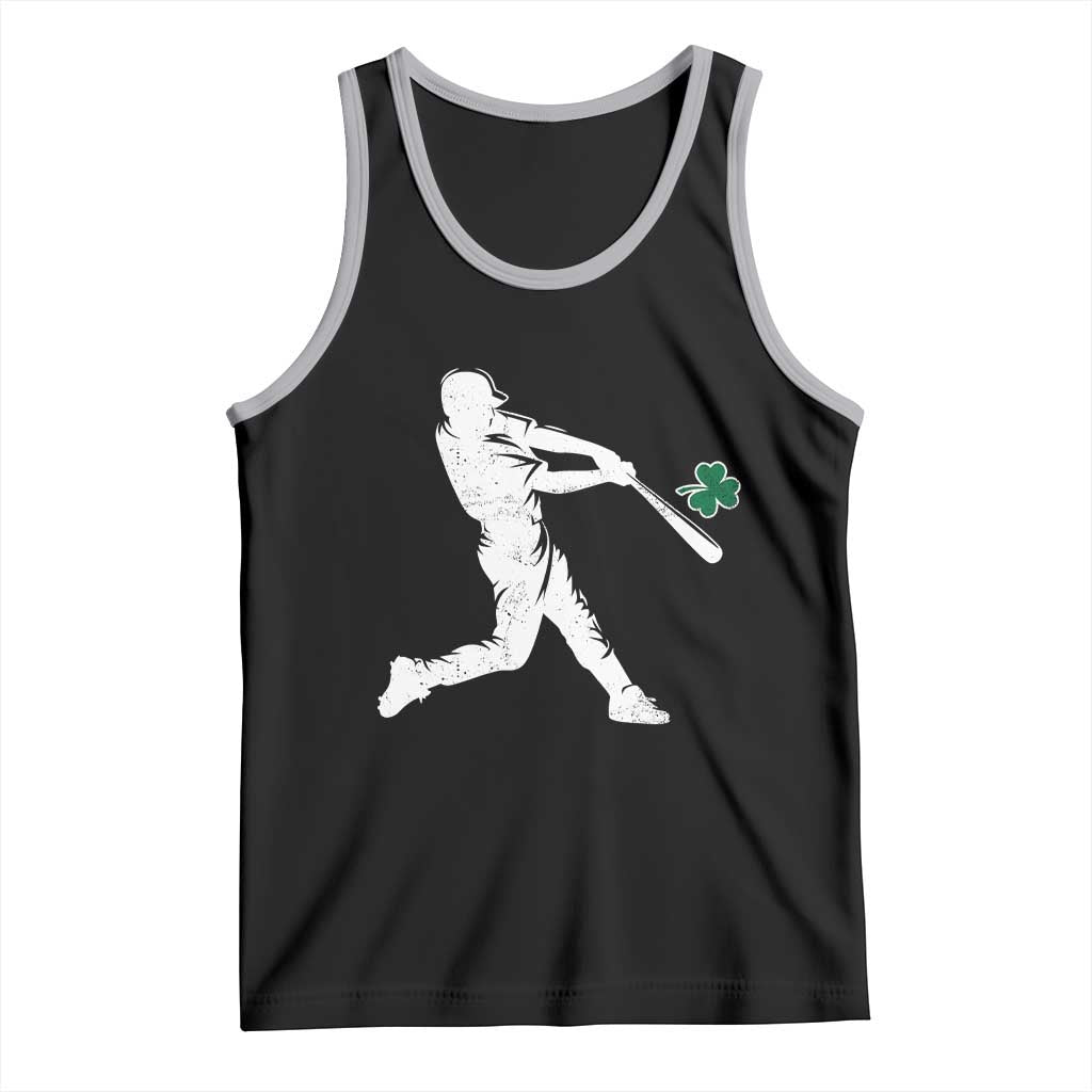 St Patricks Day Baseball Batter Silhouette Shamrock Tank Top