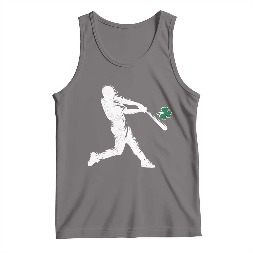 St Patricks Day Baseball Batter Silhouette Shamrock Tank Top