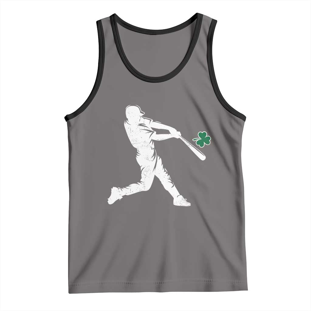 St Patricks Day Baseball Batter Silhouette Shamrock Tank Top