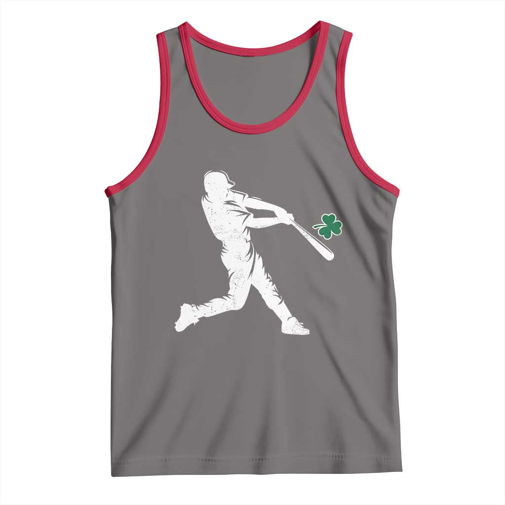 St Patricks Day Baseball Batter Silhouette Shamrock Tank Top