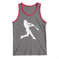 St Patricks Day Baseball Batter Silhouette Shamrock Tank Top