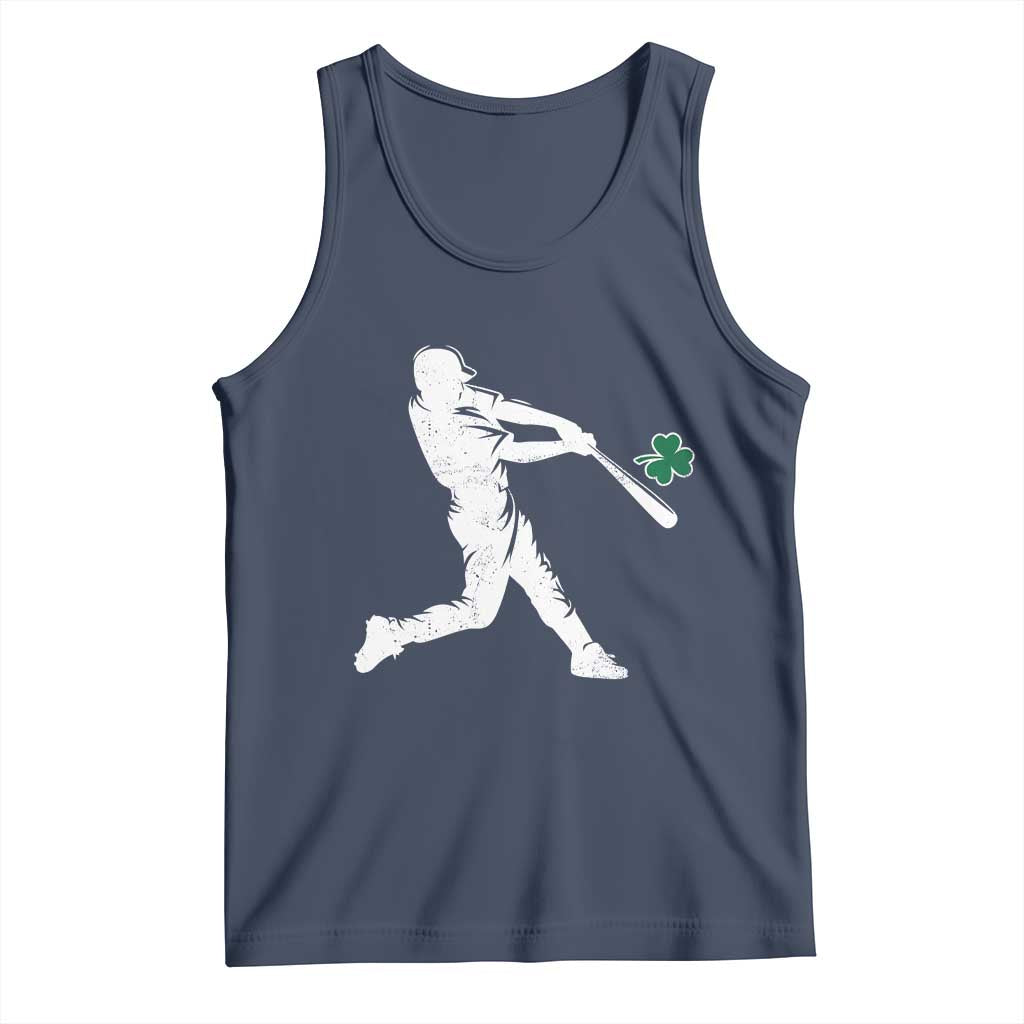 St Patricks Day Baseball Batter Silhouette Shamrock Tank Top