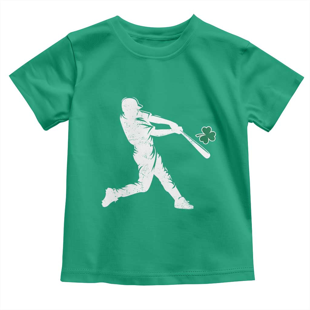 St Patricks Day Baseball Batter Silhouette Shamrock Toddler T Shirt