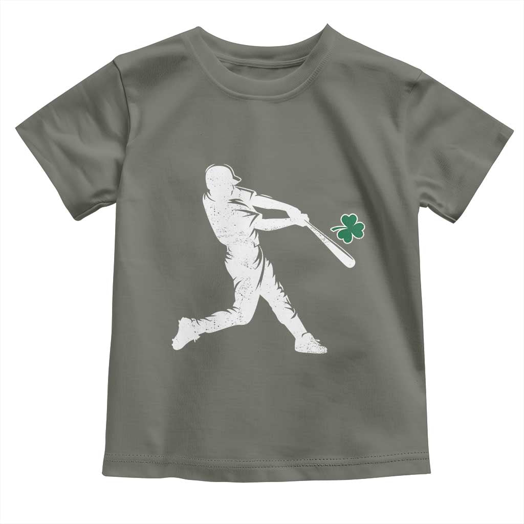 St Patricks Day Baseball Batter Silhouette Shamrock Toddler T Shirt