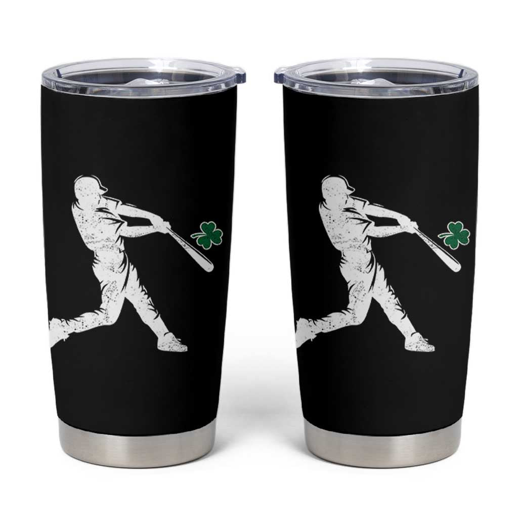 St Patricks Day Baseball Batter Silhouette Shamrock Tumbler Cup