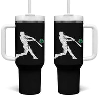 St Patricks Day Baseball Batter Silhouette Shamrock Tumbler With Handle