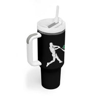 St Patricks Day Baseball Batter Silhouette Shamrock Tumbler With Handle