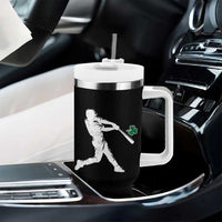 St Patricks Day Baseball Batter Silhouette Shamrock Tumbler With Handle