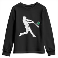 St Patricks Day Baseball Batter Silhouette Shamrock Youth Sweatshirt