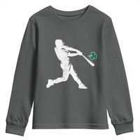 St Patricks Day Baseball Batter Silhouette Shamrock Youth Sweatshirt