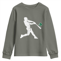 St Patricks Day Baseball Batter Silhouette Shamrock Youth Sweatshirt