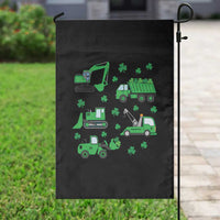 Funny St Patricks Day Construction Trucks Irish Shamrock Garden Flag