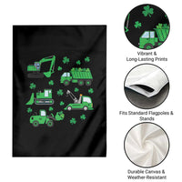 Funny St Patricks Day Construction Trucks Irish Shamrock Garden Flag
