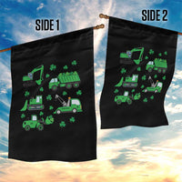 Funny St Patricks Day Construction Trucks Irish Shamrock Garden Flag