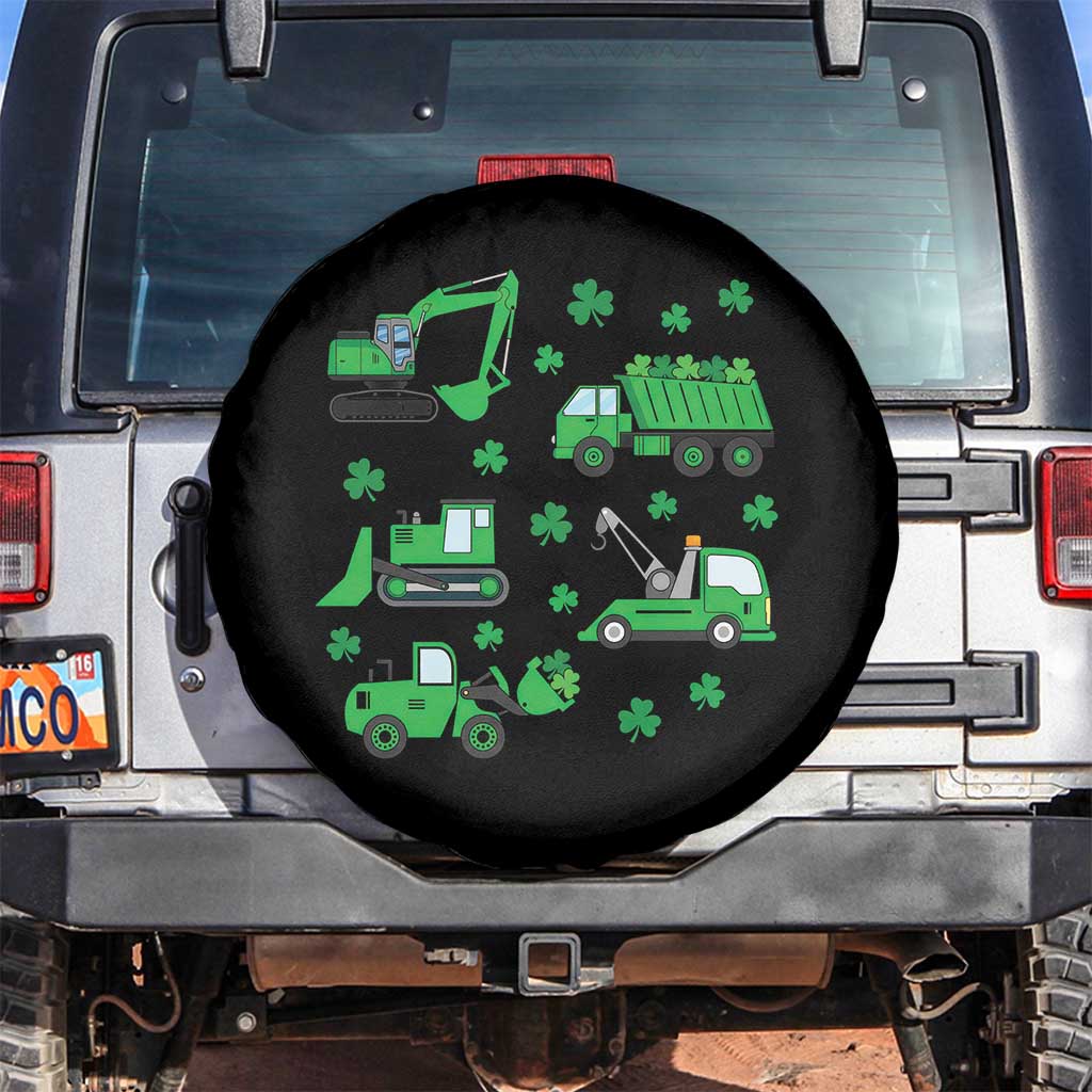 Funny St Patricks Day Construction Trucks Irish Shamrock Spare Tire Cover