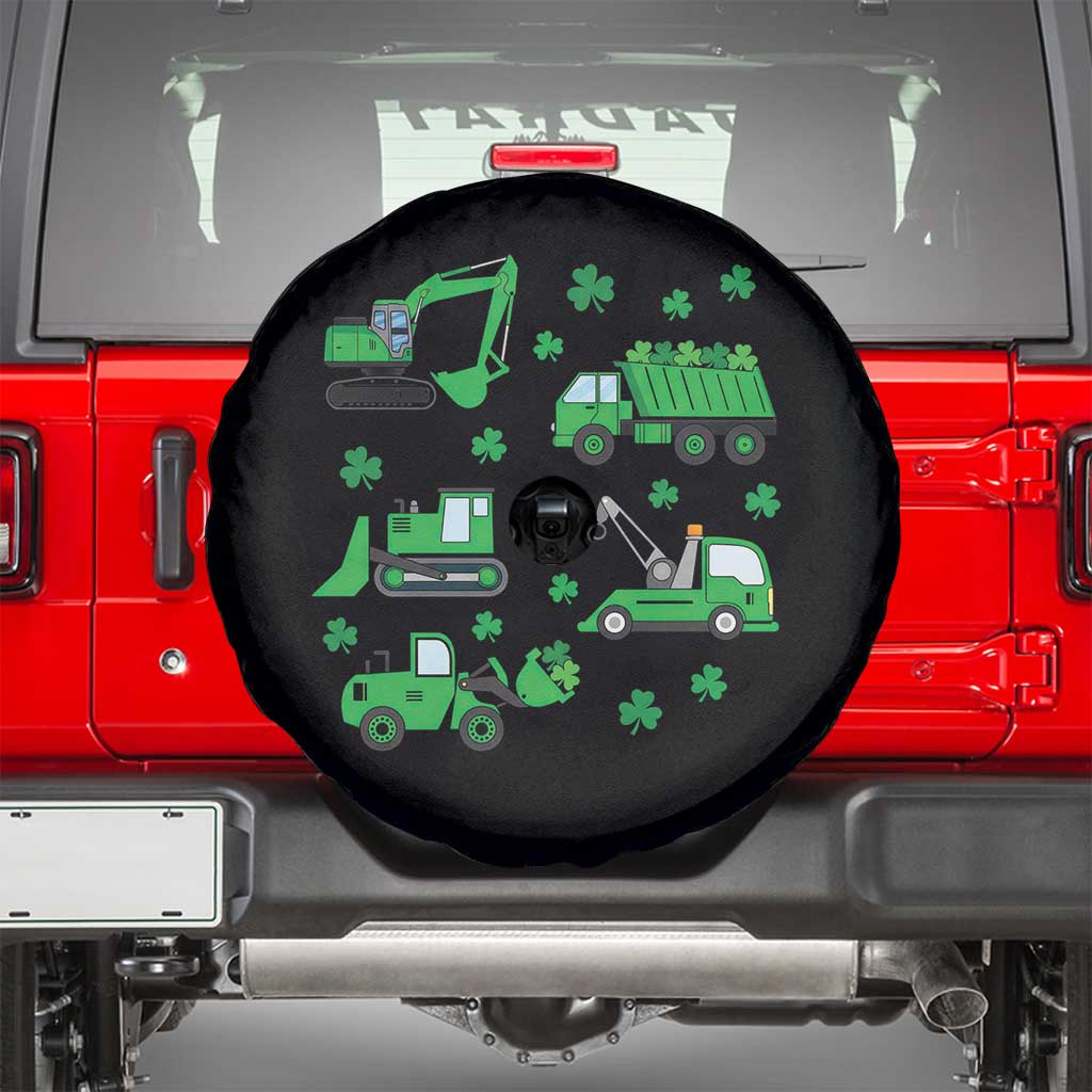 Funny St Patricks Day Construction Trucks Irish Shamrock Spare Tire Cover