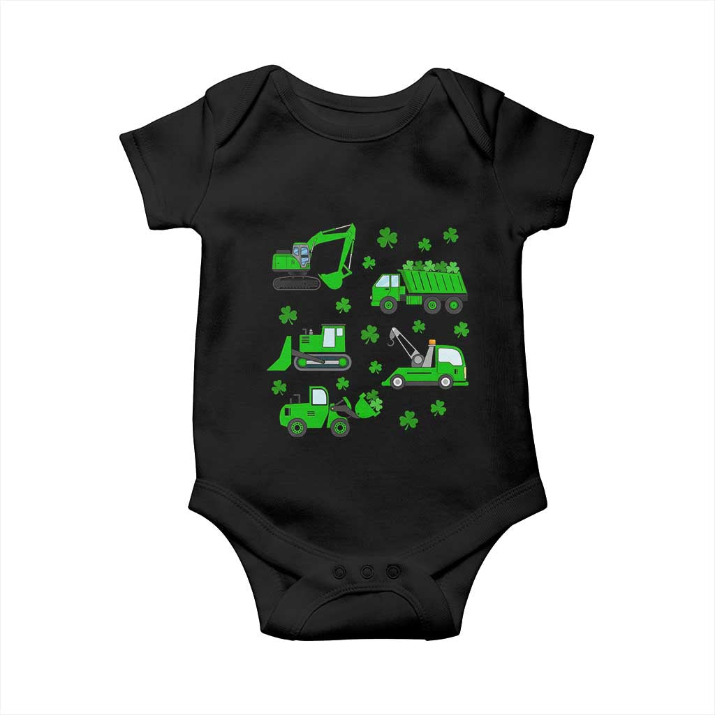 Funny St Patricks Day Construction Trucks Irish Shamrock Baby Onesie