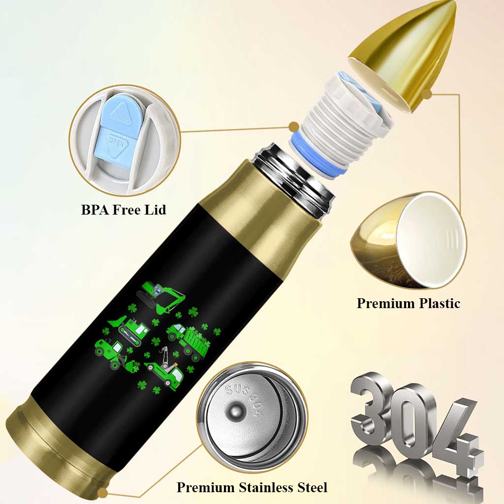 Funny St Patricks Day Construction Trucks Irish Shamrock Bullet Tumbler
