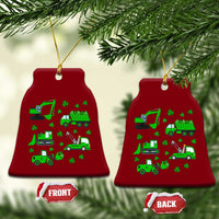 Funny St Patricks Day Construction Trucks Irish Shamrock Ceramic Ornament