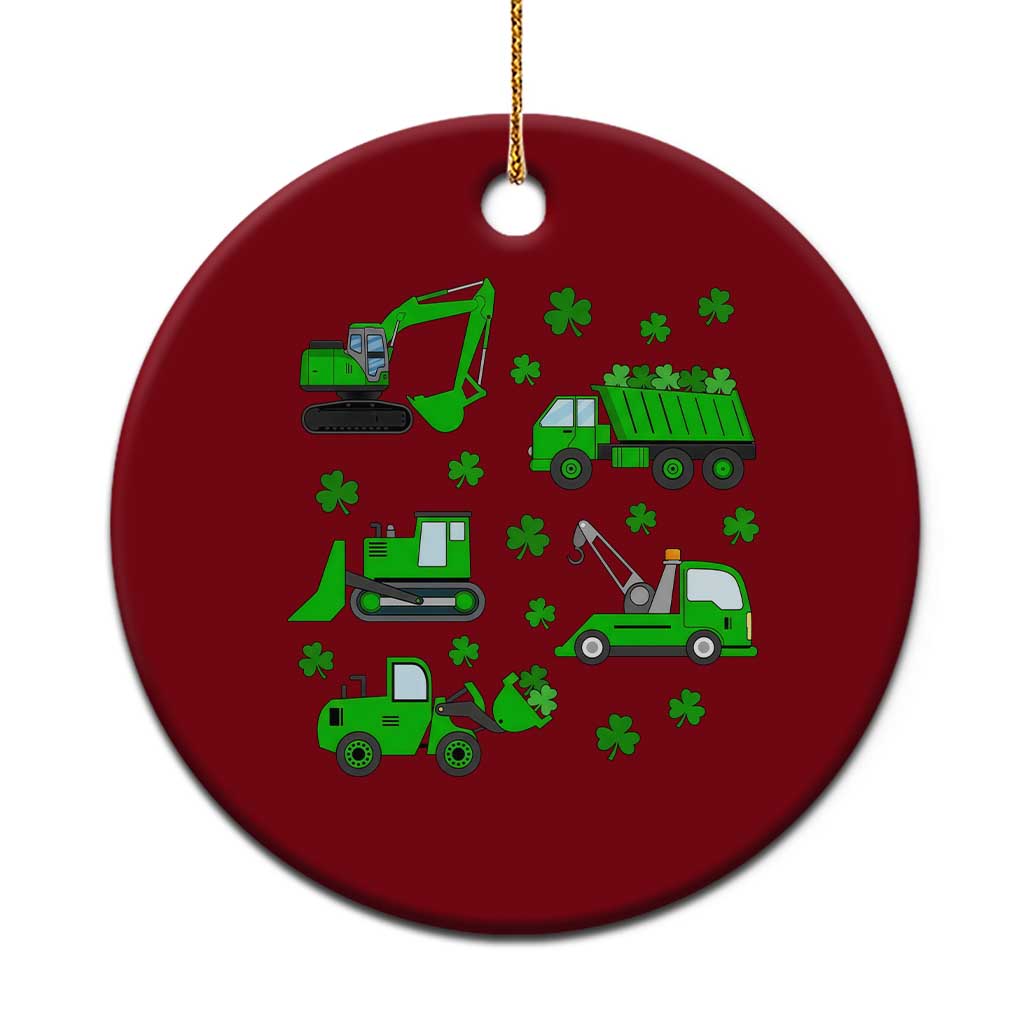 Funny St Patricks Day Construction Trucks Irish Shamrock Ceramic Ornament