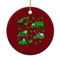 Funny St Patricks Day Construction Trucks Irish Shamrock Ceramic Ornament