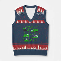 Funny St Patricks Day Construction Trucks Irish Shamrock V-Neck Knit Sweater Vest