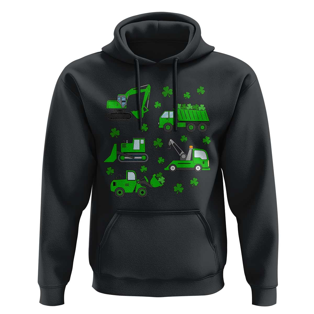 Funny St Patricks Day Construction Trucks Irish Shamrock Hoodie