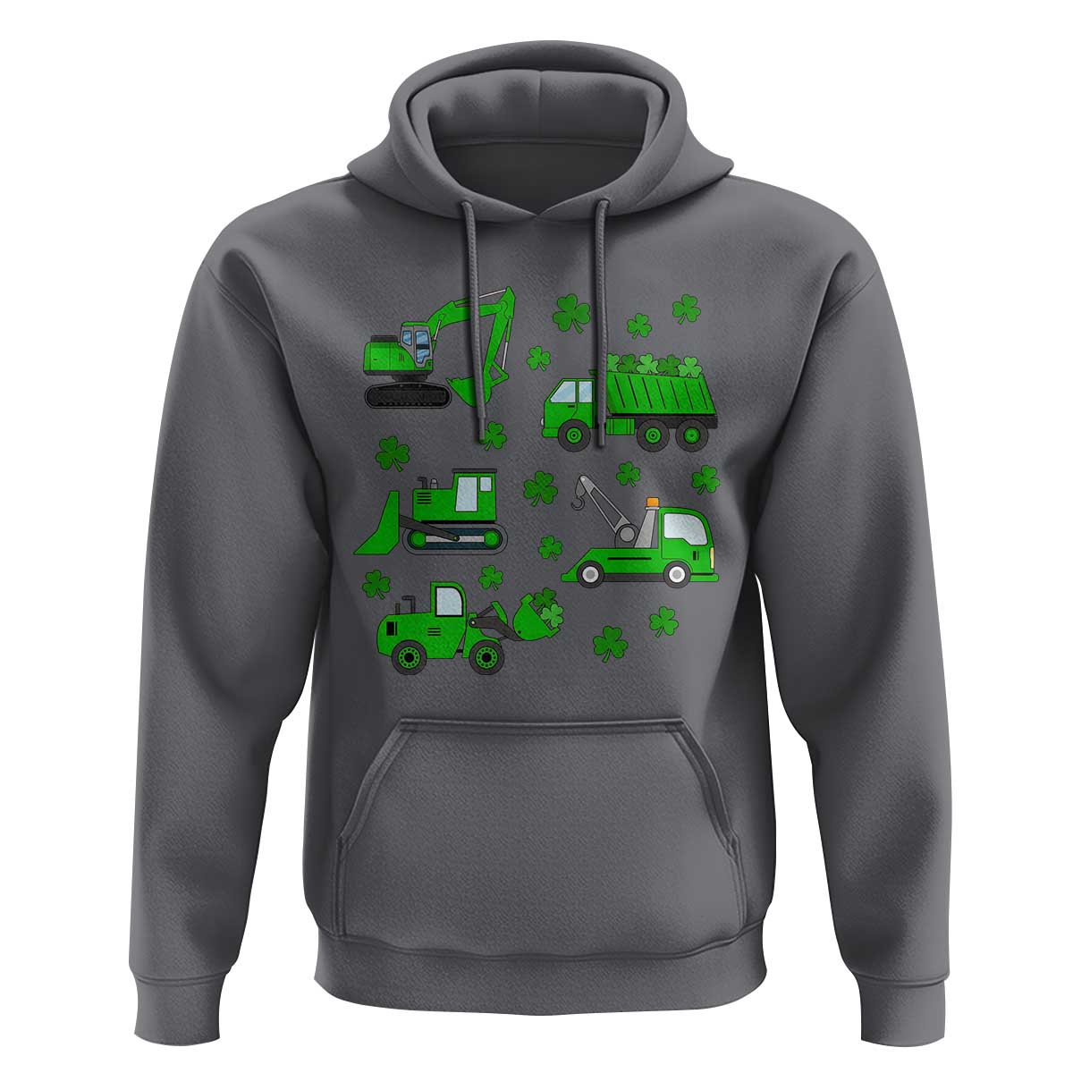 Funny St Patricks Day Construction Trucks Irish Shamrock Hoodie