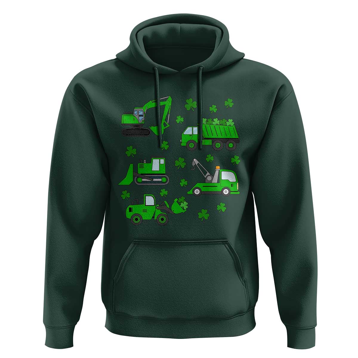 Funny St Patricks Day Construction Trucks Irish Shamrock Hoodie
