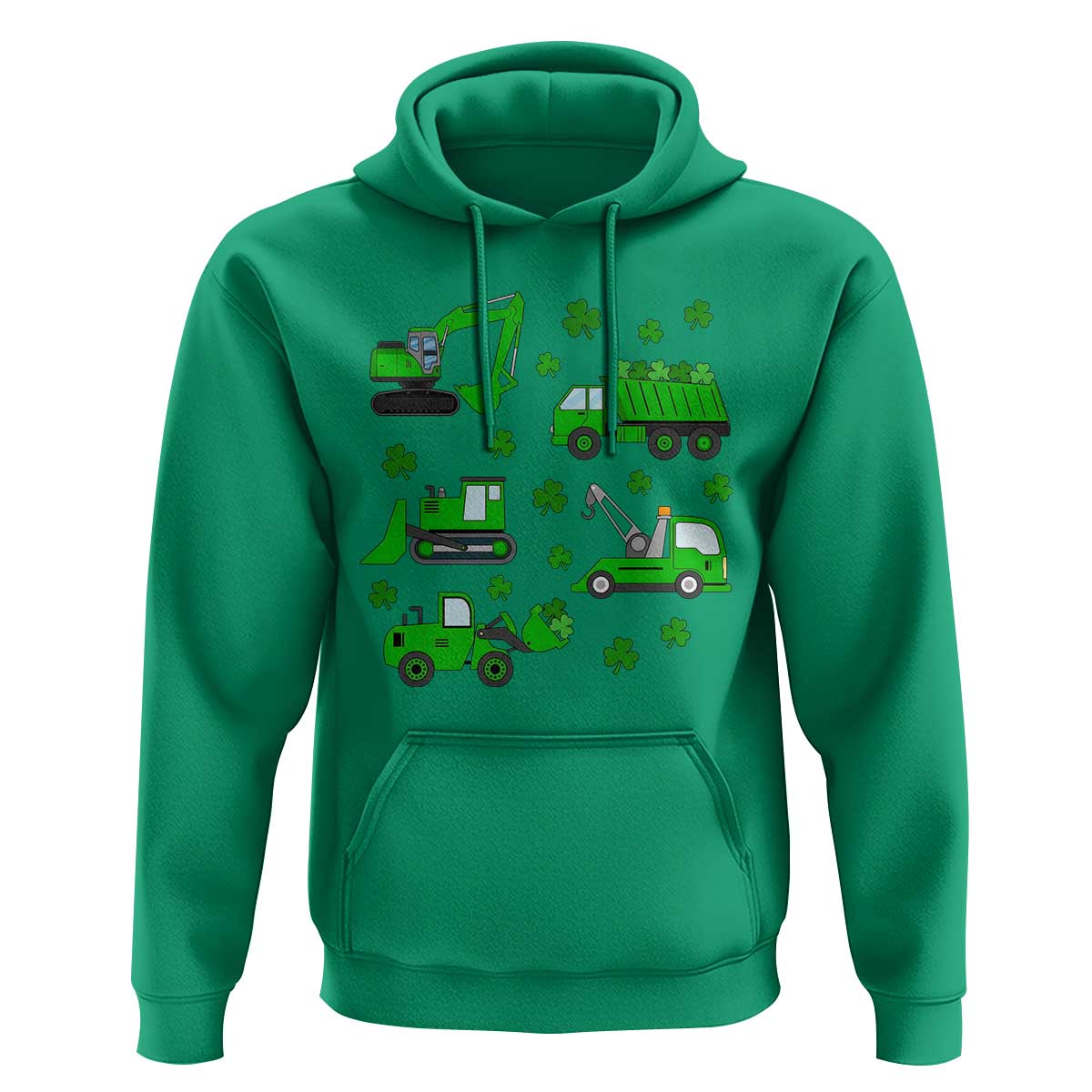 Funny St Patricks Day Construction Trucks Irish Shamrock Hoodie