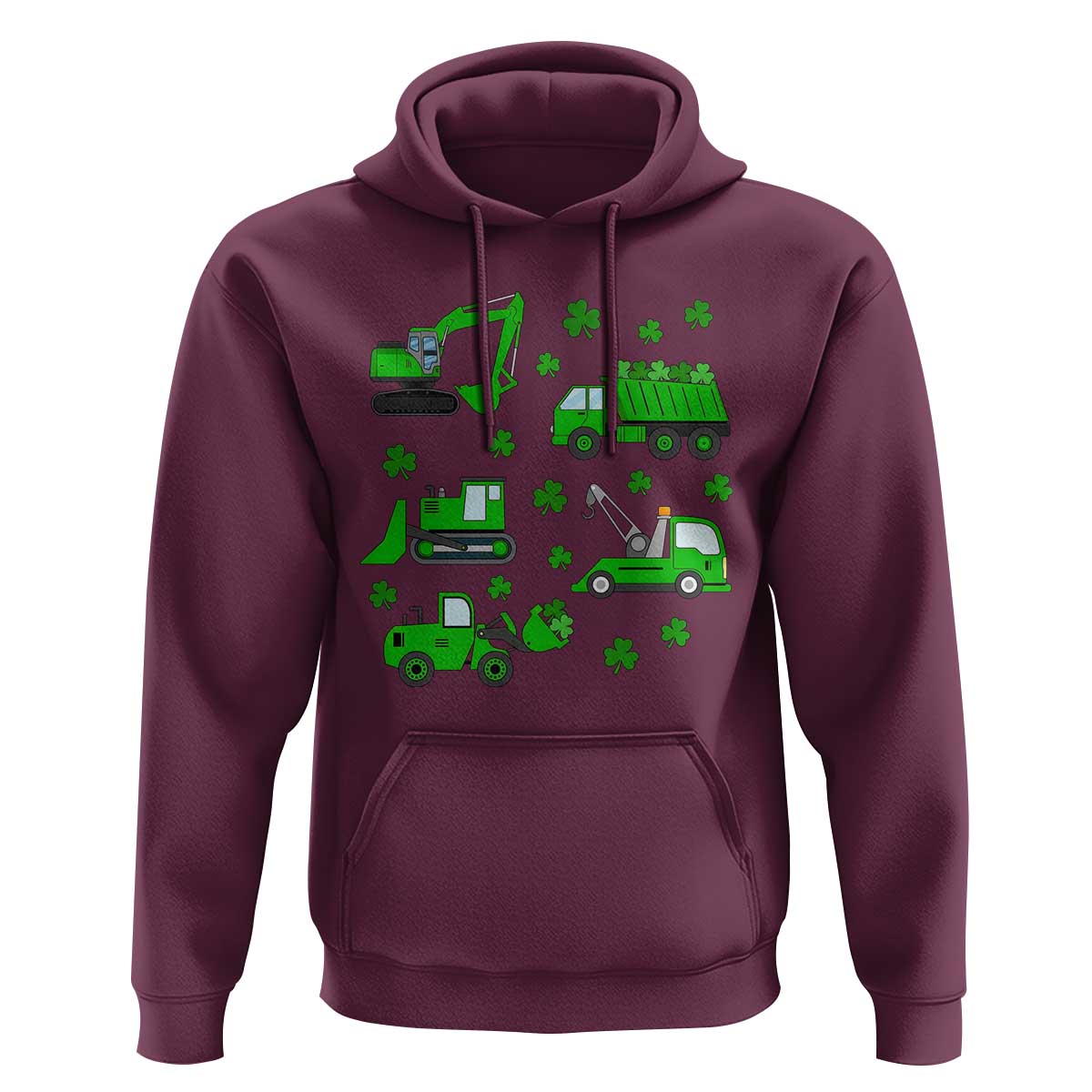 Funny St Patricks Day Construction Trucks Irish Shamrock Hoodie