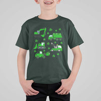 Funny St Patricks Day Construction Trucks Irish Shamrock T Shirt For Kid