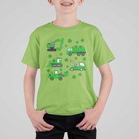 Funny St Patricks Day Construction Trucks Irish Shamrock T Shirt For Kid
